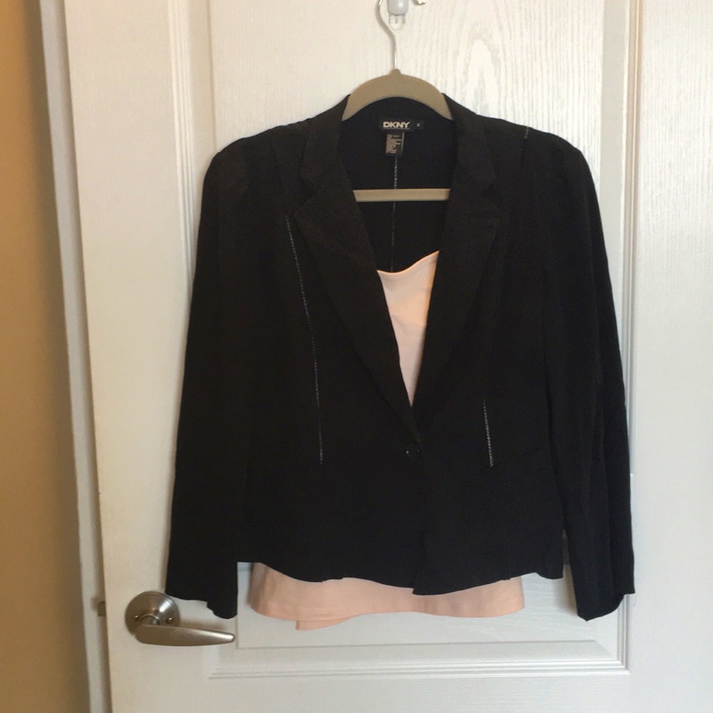 DKNY black silk blazer with “lacing”